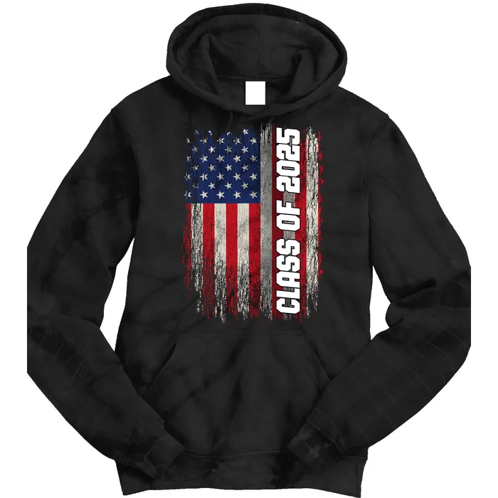 Class Of 2025 Funny Senior 2025 Usa American Flag Tie Dye Hoodie