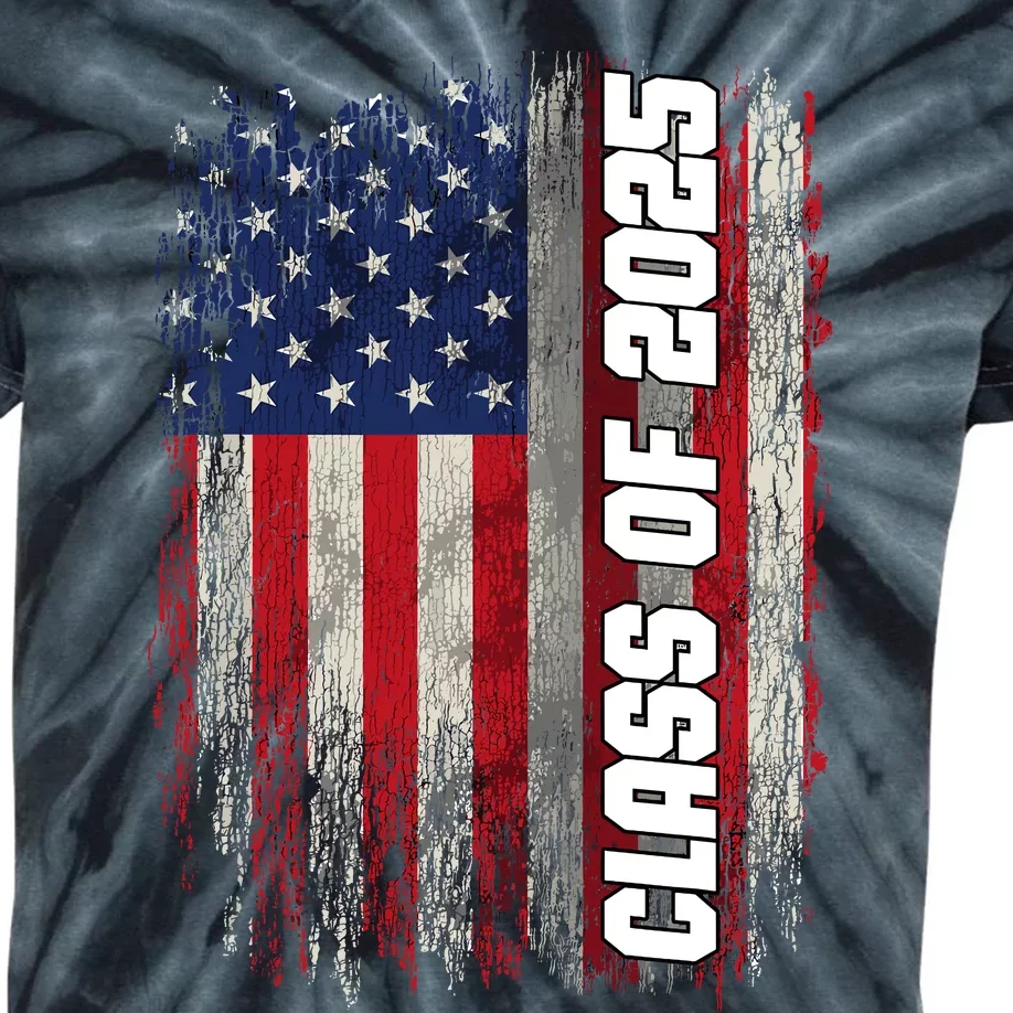 Class Of 2025 Funny Senior 2025 Usa American Flag Kids Tie-Dye T-Shirt