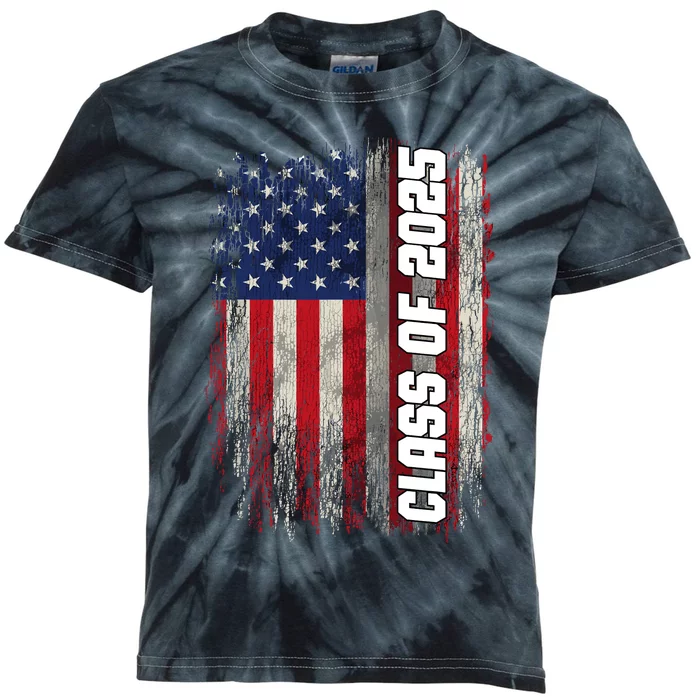 Class Of 2025 Funny Senior 2025 Usa American Flag Kids Tie-Dye T-Shirt