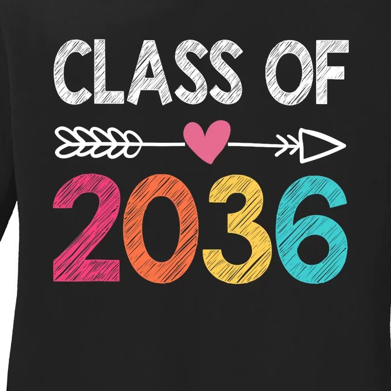 Class Of 2036 Pre-K Graduate Preschool Graduation Ladies Long Sleeve Shirt