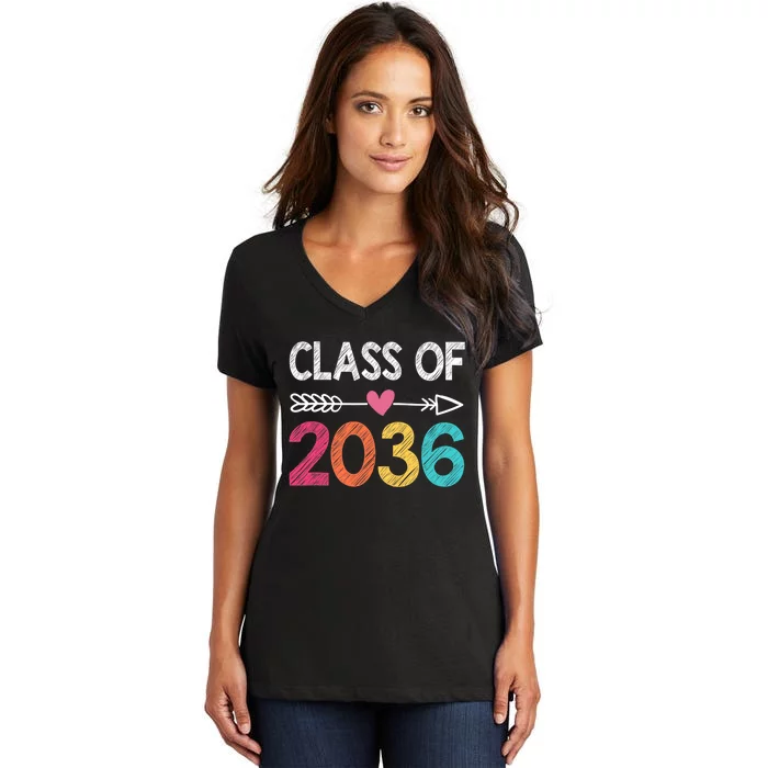 Class Of 2036 Pre-K Graduate Preschool Graduation Women's V-Neck T-Shirt