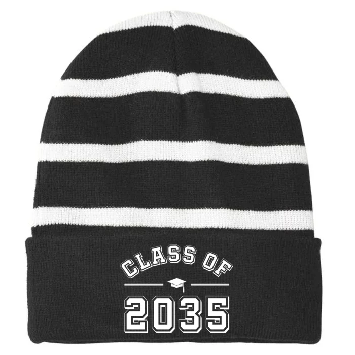 Class Of 2035 Graduation Striped Beanie with Solid Band