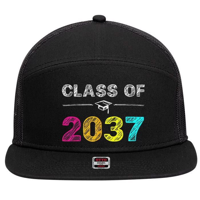 Class Of 2037 Grow With Me First Day Of School Graduation 7 Panel Mesh Trucker Snapback Hat