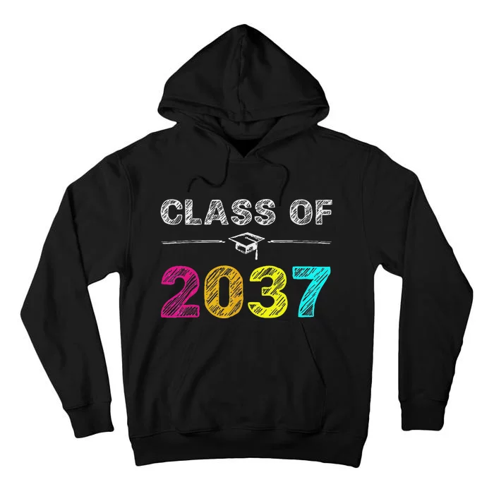 Class Of 2037 Grow With Me First Day Of School Graduation Tall Hoodie