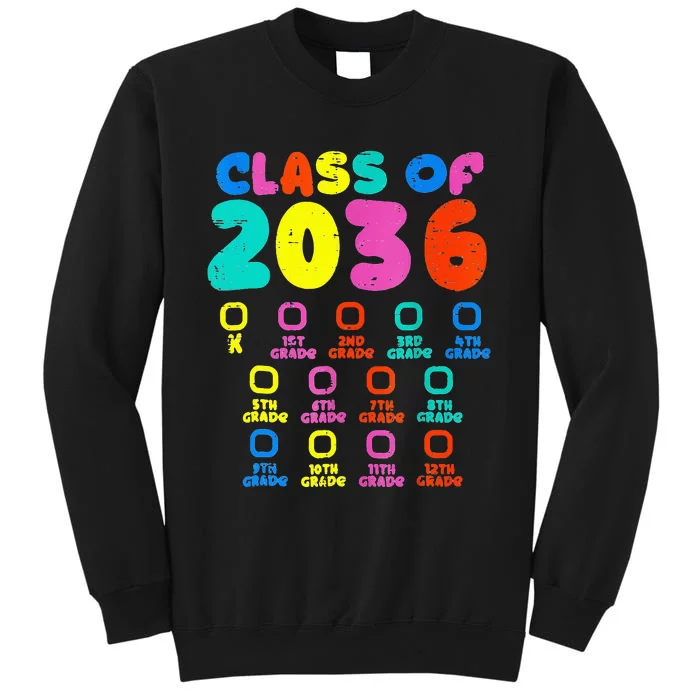 Class Of 2036 Colorful Grow With Me Checklist Graduation Tall Sweatshirt