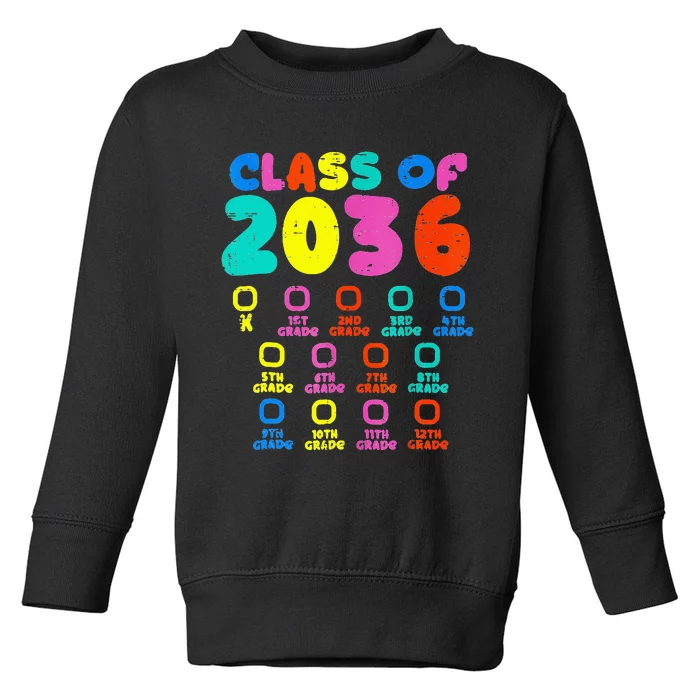 Class Of 2036 Colorful Grow With Me Checklist Graduation Toddler Sweatshirt