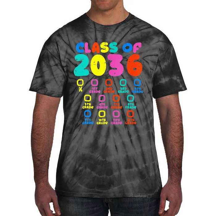 Class Of 2036 Colorful Grow With Me Checklist Graduation Tie-Dye T-Shirt