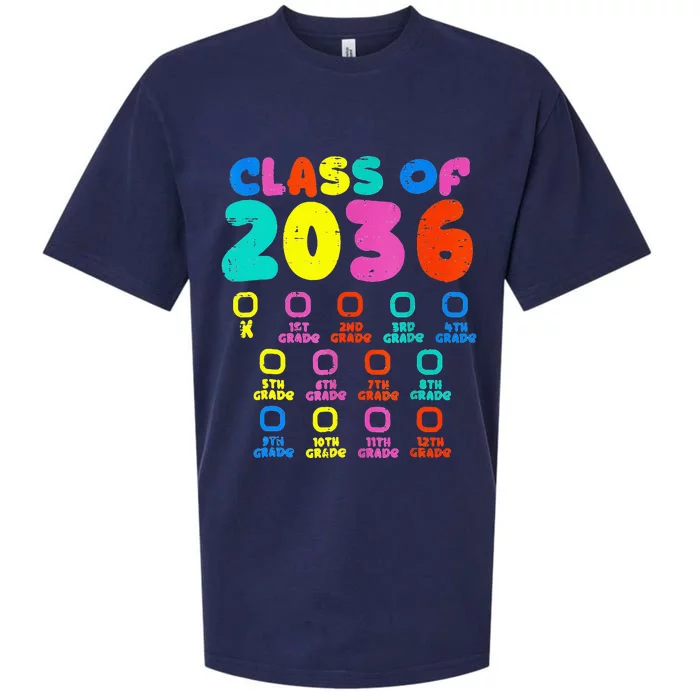 Class Of 2036 Colorful Grow With Me Checklist Graduation Sueded Cloud Jersey T-Shirt