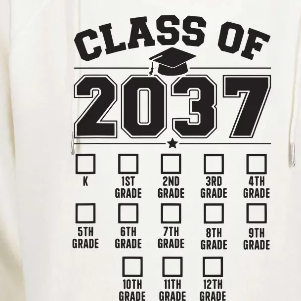 Class Of 2037 Grow With Me Checklist Kindergarten 12th Grade Womens Funnel Neck Pullover Hood