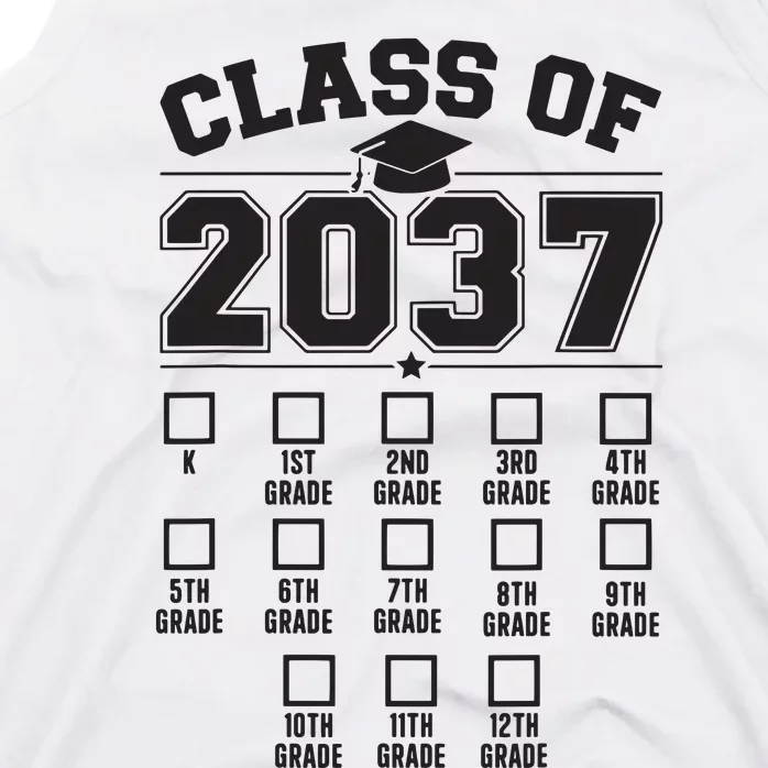 Class Of 2037 Grow With Me Checklist Kindergarten 12th Grade Tank Top