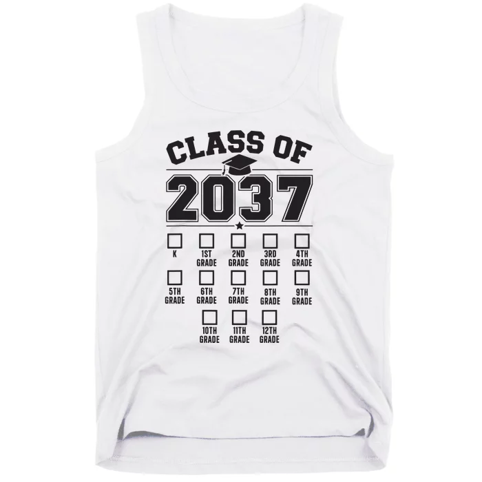 Class Of 2037 Grow With Me Checklist Kindergarten 12th Grade Tank Top