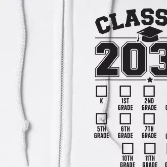 Class Of 2037 Grow With Me Checklist Kindergarten 12th Grade Full Zip Hoodie