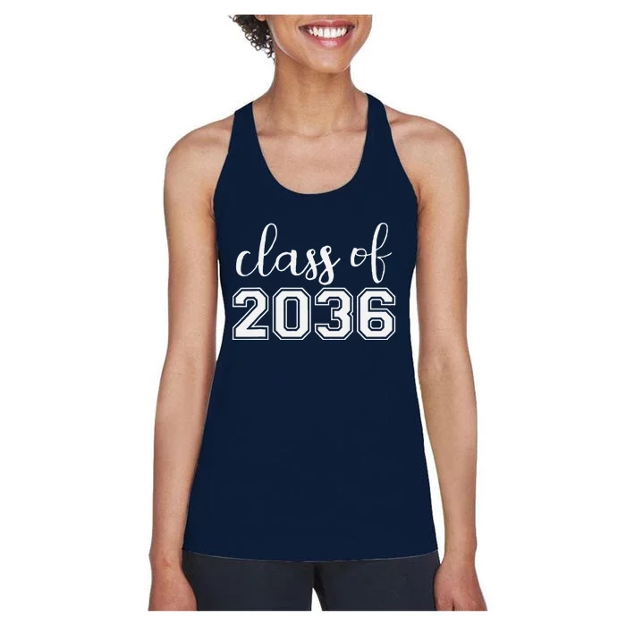 Class Of 2036 Grow With Me Funny First Day Of School Women's Racerback Tank