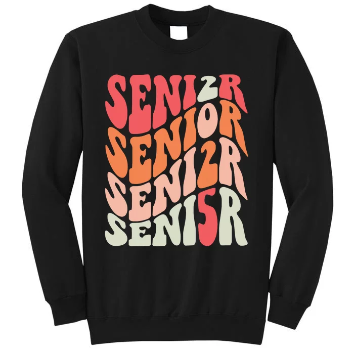 Class Of 2025 Senior 2025 Back To School 2025 Vintage Groovy Tall Sweatshirt