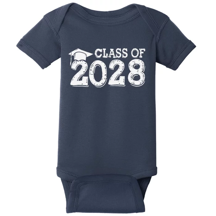 Class Of 2028 Grow With Me Handprints Space On Back Baby Bodysuit