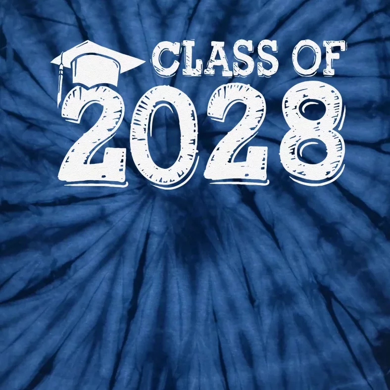 Class Of 2028 Grow With Me Handprints Space On Back Tie-Dye T-Shirt