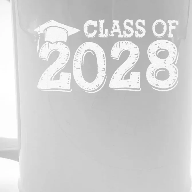 Class Of 2028 Grow With Me Handprints Space On Back Front & Back Beer Stein