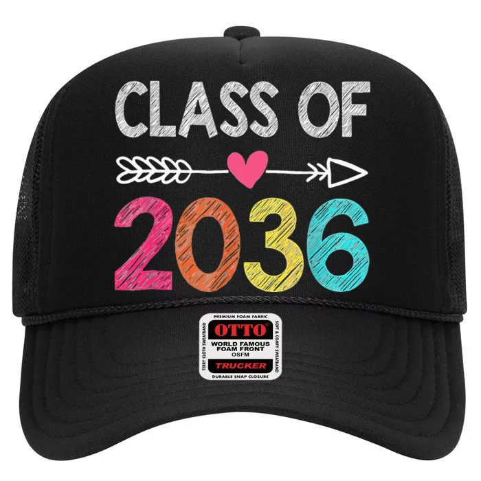 Class Of 2036 Grow With Me First Day Of Kindergarten High Crown Mesh Trucker Hat