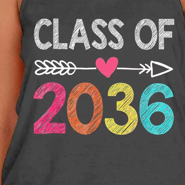 Class Of 2036 Grow With Me First Day Of Kindergarten Women's Knotted Racerback Tank