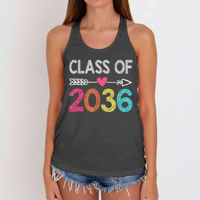 Class Of 2036 Grow With Me First Day Of Kindergarten Women's Knotted Racerback Tank