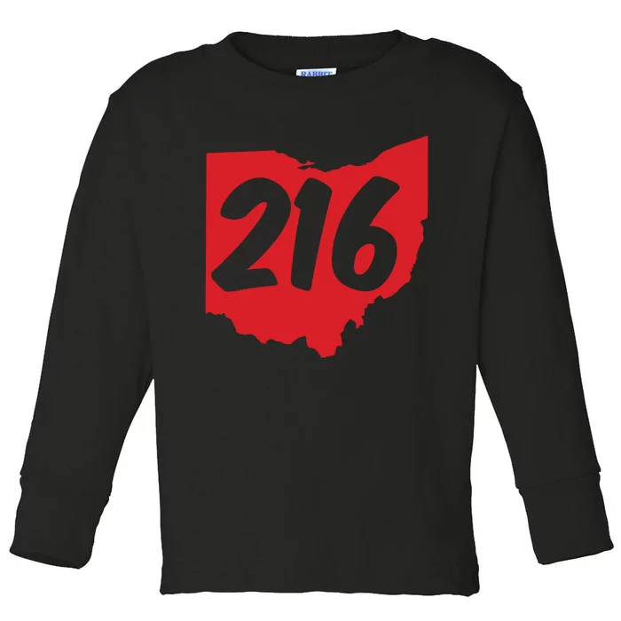 Cleveland Ohio 216 Area Code Toddler Long Sleeve Shirt