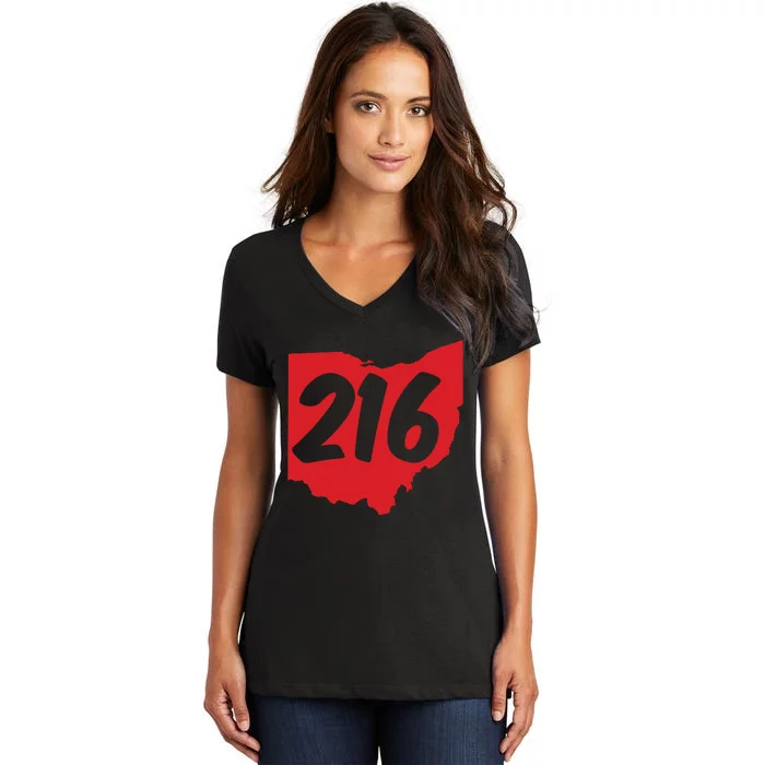 Cleveland Ohio 216 Area Code Women's V-Neck T-Shirt