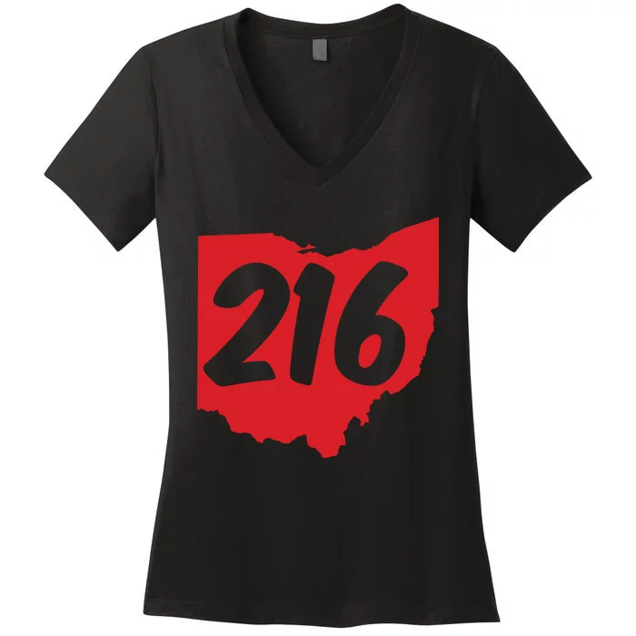 Cleveland Ohio 216 Area Code Women's V-Neck T-Shirt