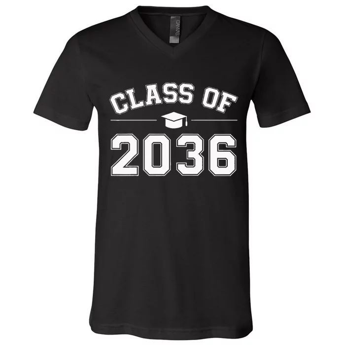 Class Of 2036 Grow With Me First Day Of School Graduation V-Neck T-Shirt