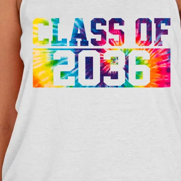 Class Of 2036 Graduation First Day Tie Dye Women's Knotted Racerback Tank