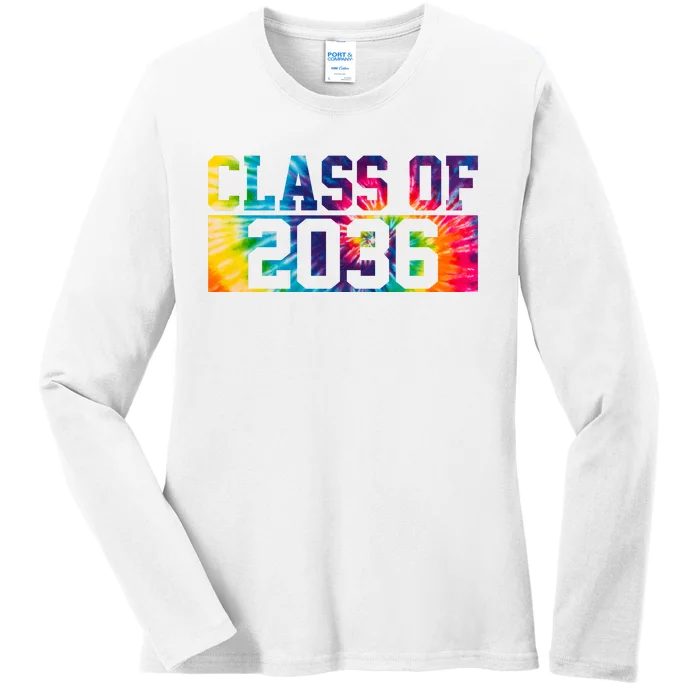 Class Of 2036 Graduation First Day Tie Dye Ladies Long Sleeve Shirt