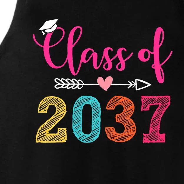 Class Of 2037 Pre K Grow With Me Graduation Ladies Tri-Blend Wicking Tank