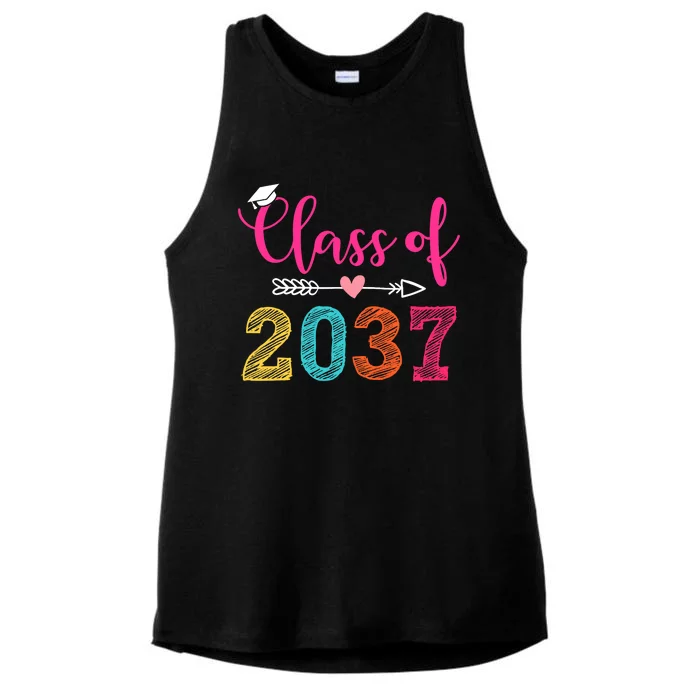 Class Of 2037 Pre K Grow With Me Graduation Ladies Tri-Blend Wicking Tank