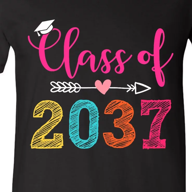 Class Of 2037 Pre K Grow With Me Graduation V-Neck T-Shirt