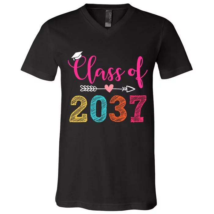 Class Of 2037 Pre K Grow With Me Graduation V-Neck T-Shirt