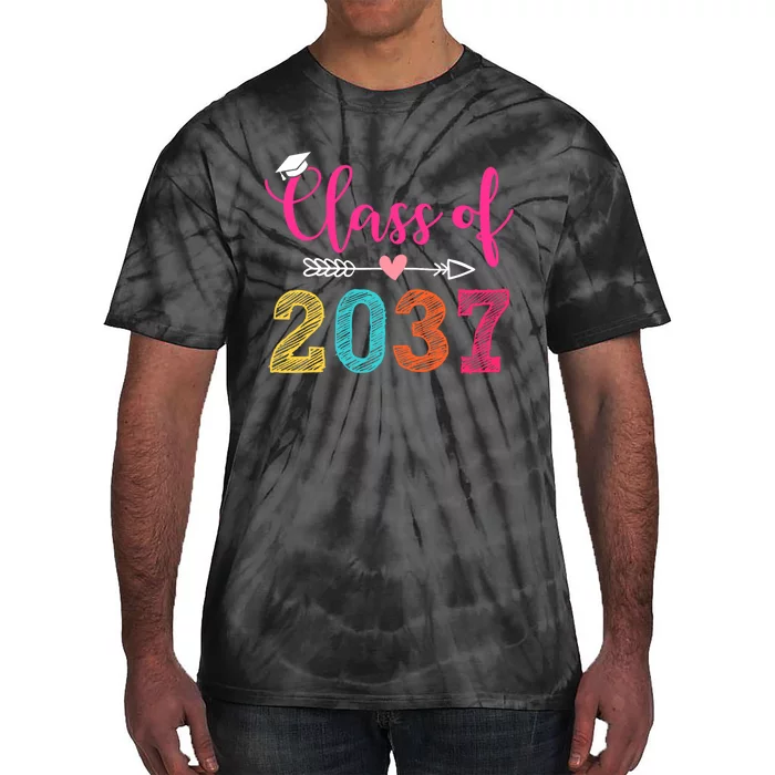 Class Of 2037 Pre K Grow With Me Graduation Tie-Dye T-Shirt