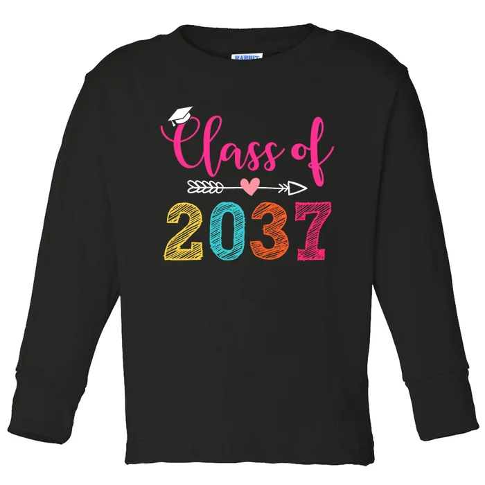 Class Of 2037 Pre K Grow With Me Graduation Toddler Long Sleeve Shirt