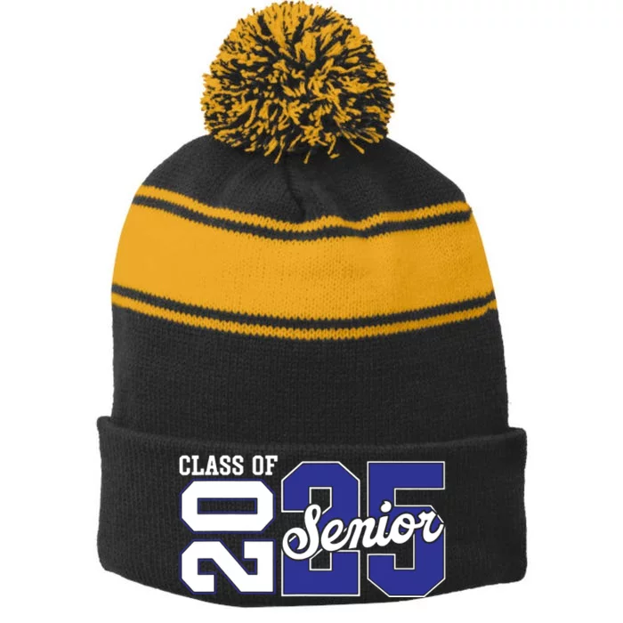 Class Of 2025 Senior 2025 Back To School 2025 Graduation 25 Stripe Pom Pom Beanie