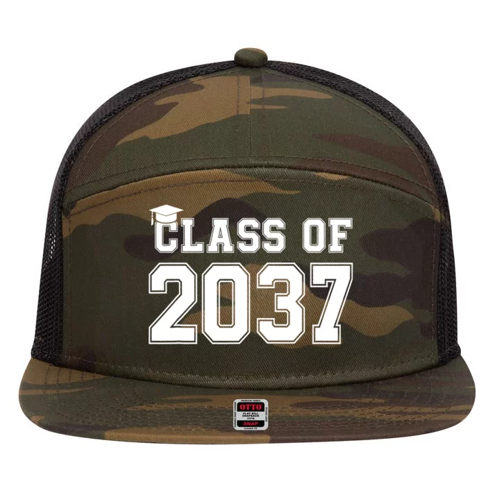 Class Of 2037 Pre K Grow With Me Graduation 7 Panel Mesh Trucker Snapback Hat