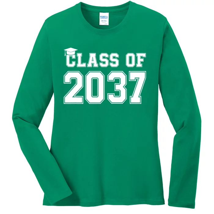 Class Of 2037 Pre K Grow With Me Graduation Ladies Long Sleeve Shirt