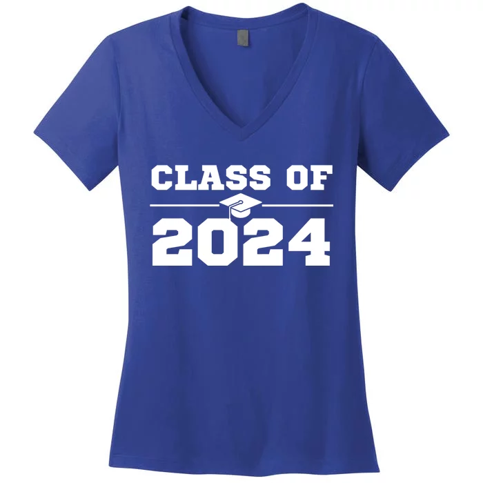 Class Of 2024 Gift Senior Year 24 Back To School Colors Gift Women's V-Neck T-Shirt