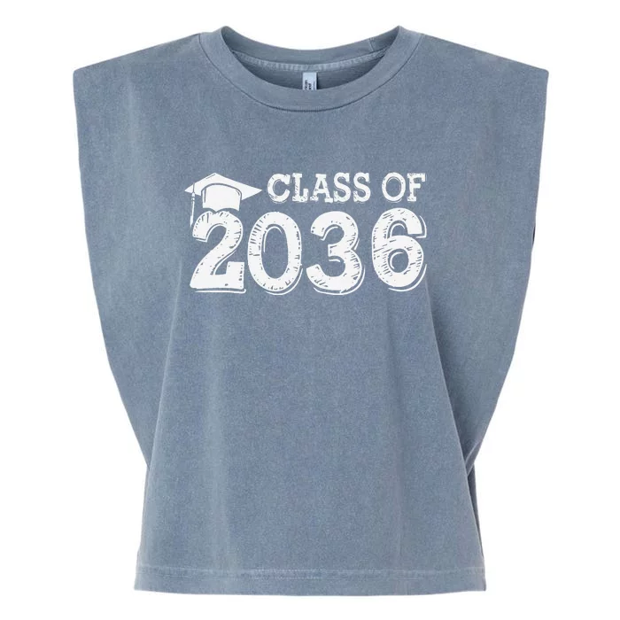 Class Of 2036 Grow With Me Handprints Space On Back Gift Garment-Dyed Women's Muscle Tee