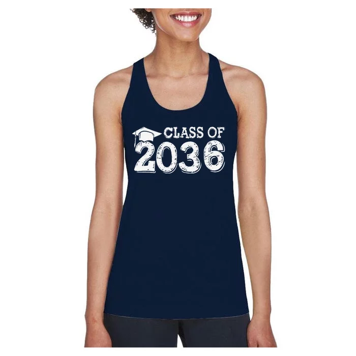 Class Of 2036 Grow With Me Handprints Space On Back Gift Women's Racerback Tank