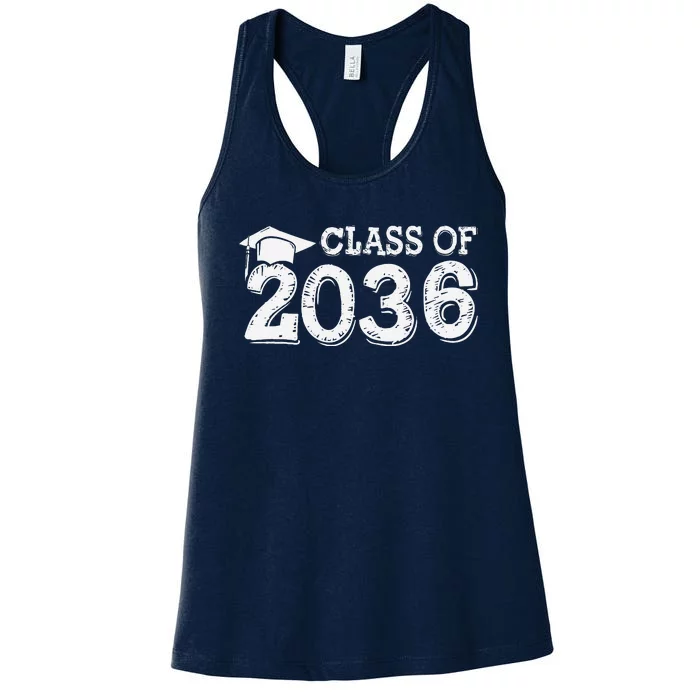 Class Of 2036 Grow With Me Handprints Space On Back Gift Women's Racerback Tank