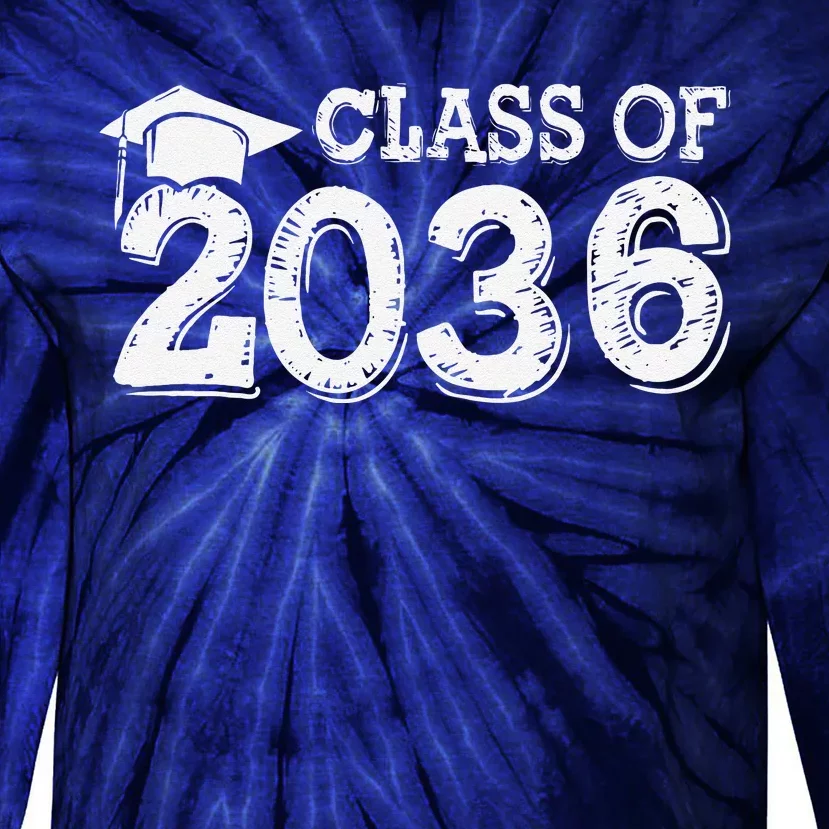 Class Of 2036 Grow With Me Handprints Space On Back Gift Tie-Dye Long Sleeve Shirt