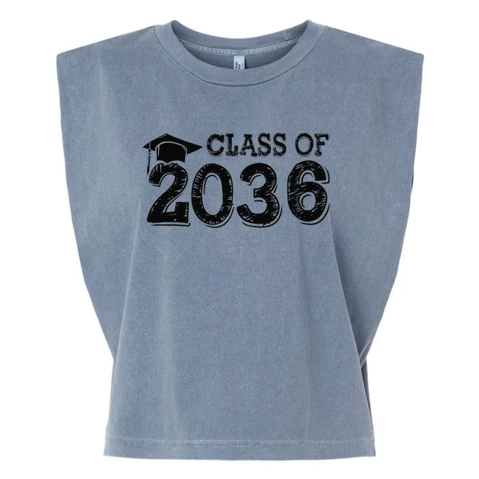 Class Of 2036 Grow With Me Handprints Space On Back Garment-Dyed Women's Muscle Tee