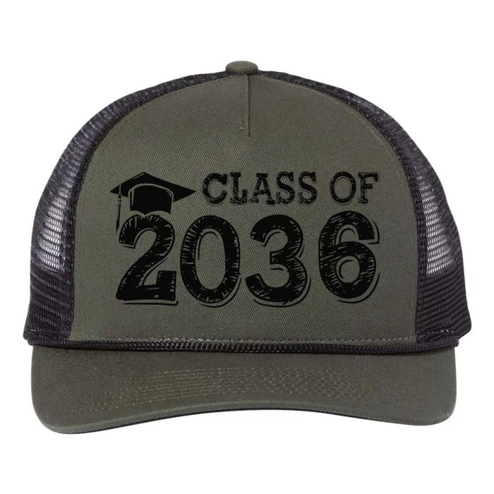 Class Of 2036 Grow With Me Handprints Space On Back Retro Rope Trucker Hat Cap