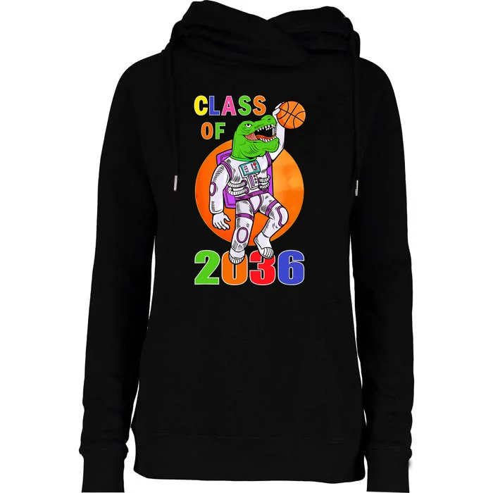 Class Of 2036 Grow With Me Astronaut Dinosaur TRex Space Womens Funnel Neck Pullover Hood