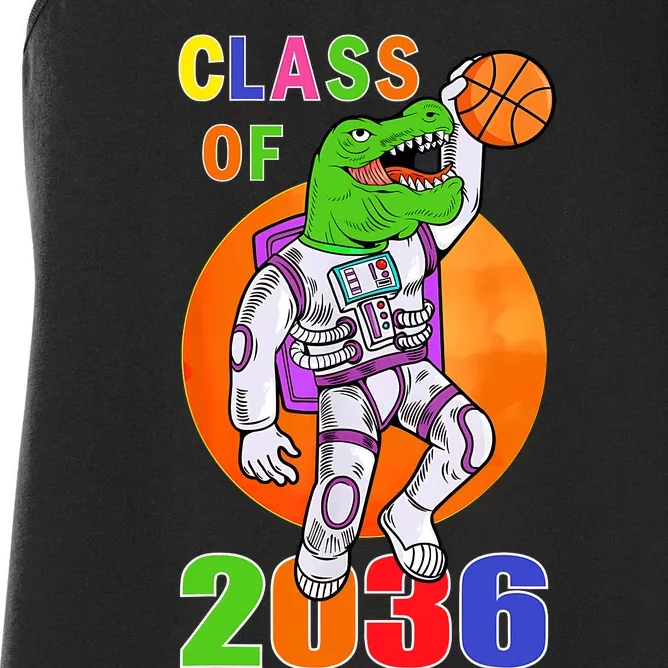 Class Of 2036 Grow With Me Astronaut Dinosaur TRex Space Women's Racerback Tank