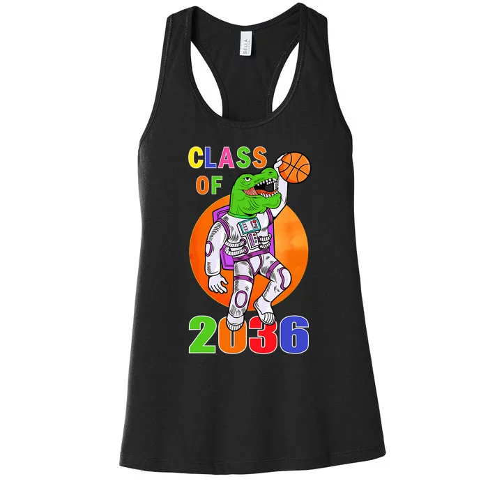 Class Of 2036 Grow With Me Astronaut Dinosaur TRex Space Women's Racerback Tank