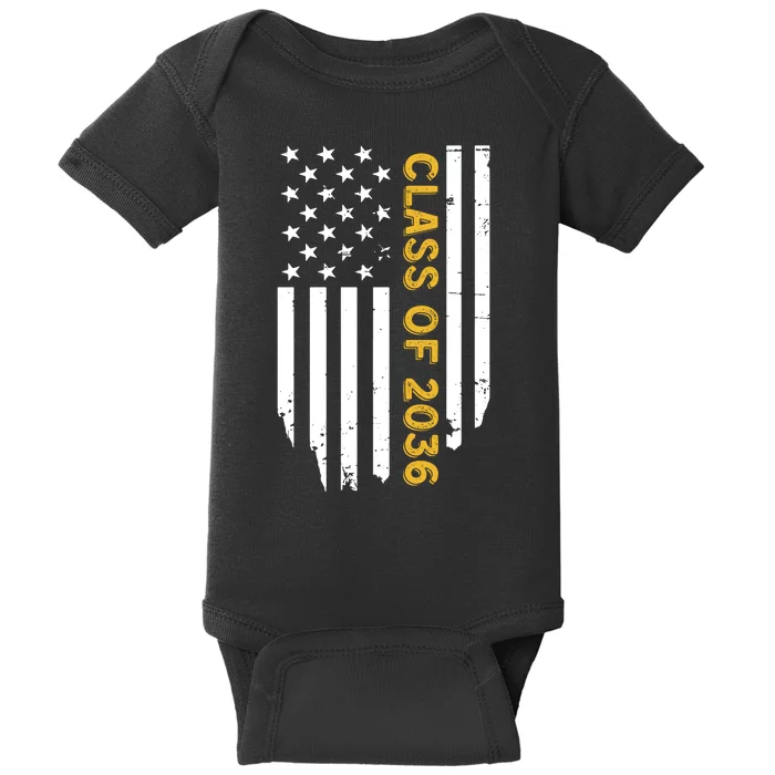 Class Of 2036 Graduation Us Flag Vintage Baby Bodysuit